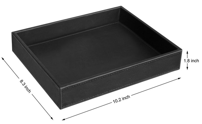 Vixdonos Valet Tray Nightstand Organizer Leather Catchall Tray for Perfume,Jewelry,Key and Remote on Counter or Dresser(Black) - Image 2